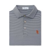 USC Trojans Men's Peter Millar Black SC Interlock Jubilee Stripe Performance Polo